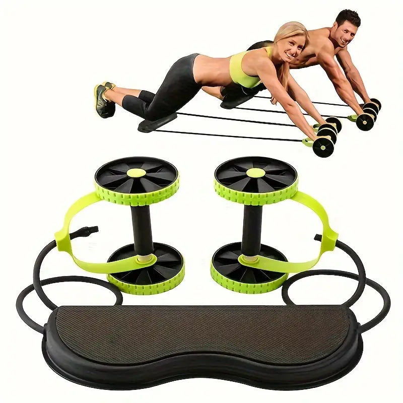 Ab Roller with Kneeling Pad & Tension Rope