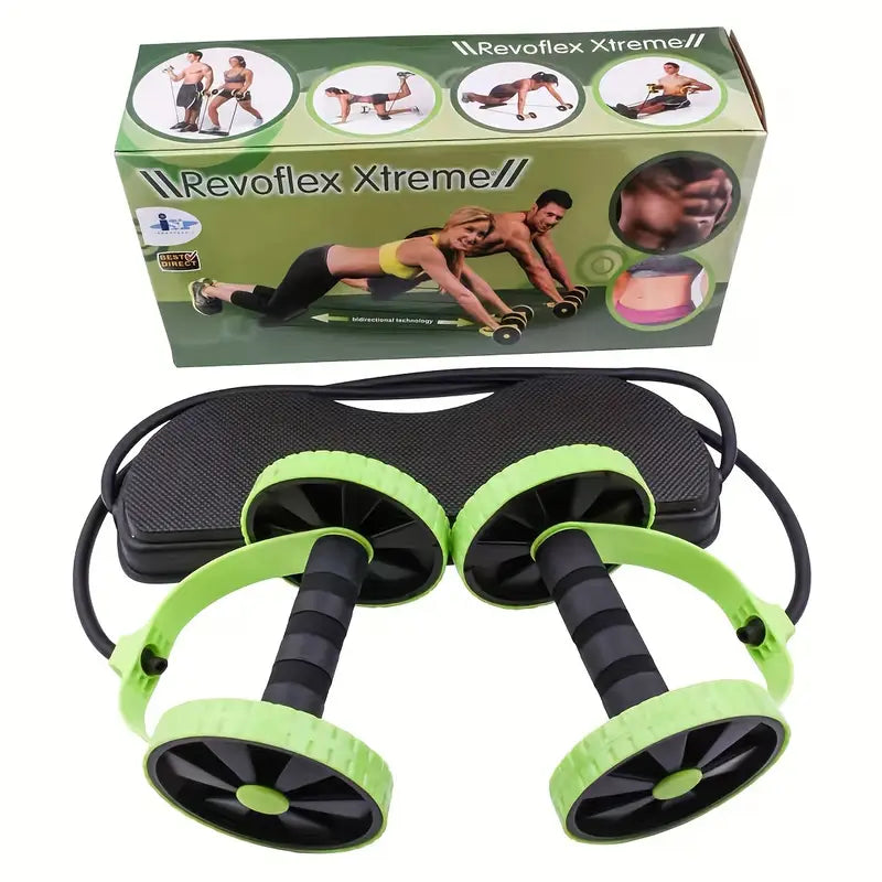 Ab Roller with Kneeling Pad & Tension Rope