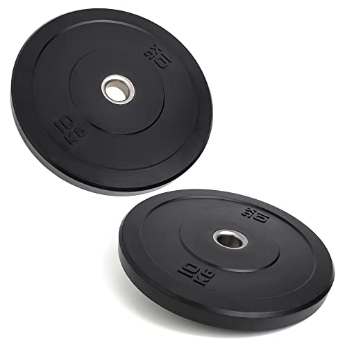 Lehecka-+ Olympic Bumper Weight Plates - Rubber Coated - 2 inch Barbell Weight Set