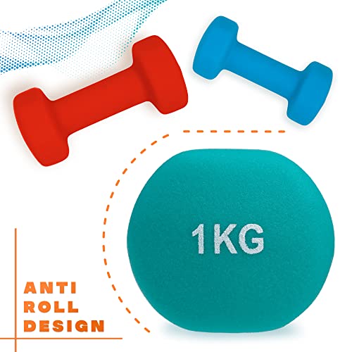 Neoprene+ Coated Cast Iron Dumbbells - Sizes 1-5kg, sold as pairs or a set