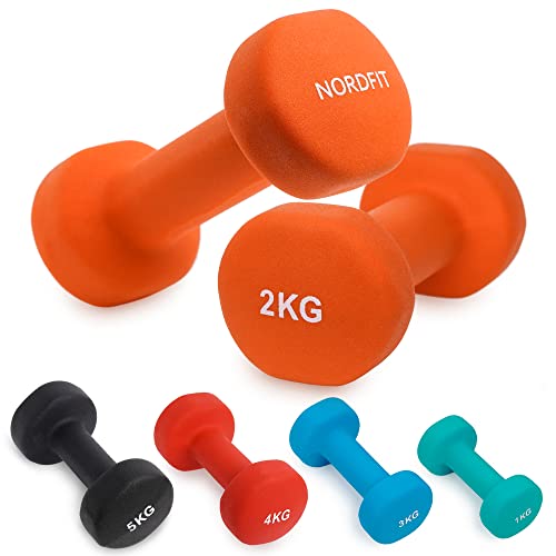 Neoprene+ Coated Cast Iron Dumbbells - Sizes 1-5kg, sold as pairs or a set