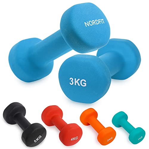 Neoprene+ Coated Cast Iron Dumbbells - Sizes 1-5kg, sold as pairs or a set