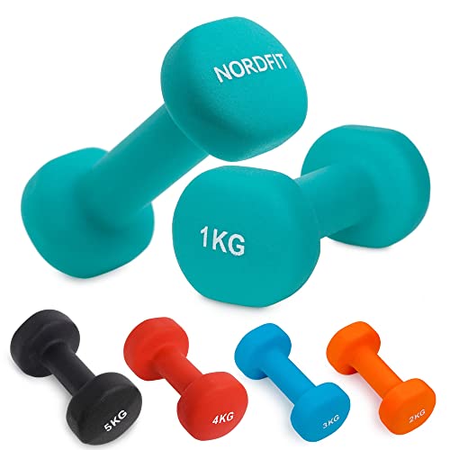Neoprene+ Coated Cast Iron Dumbbells - Sizes 1-5kg, sold as pairs or a set