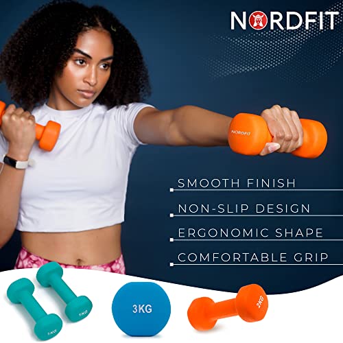 Neoprene+ Coated Cast Iron Dumbbells - Sizes 1-5kg, sold as pairs or a set