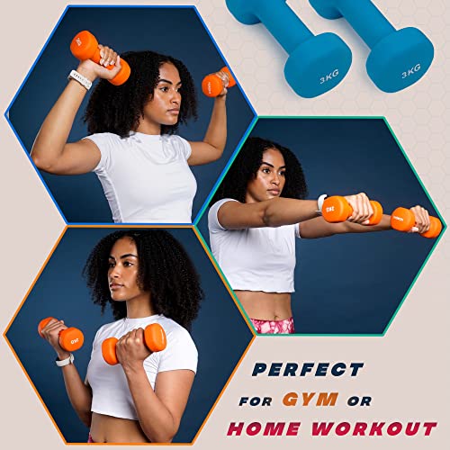 Neoprene+ Coated Cast Iron Dumbbells - Sizes 1-5kg, sold as pairs or a set