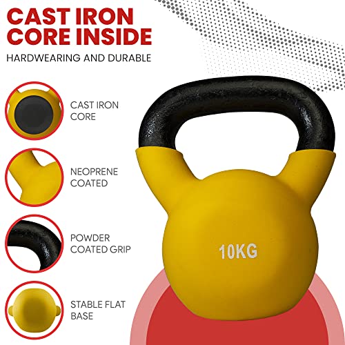 Lehecka+ Neoprene Coated Cast Iron Kettlebell Weights - Sizes 4kg to 20kg