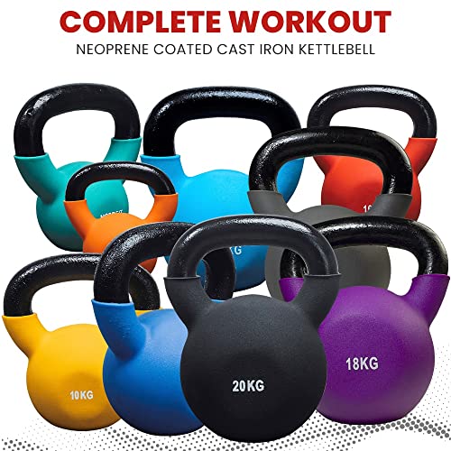 Lehecka+ Neoprene Coated Cast Iron Kettlebell Weights - Sizes 4kg to 20kg