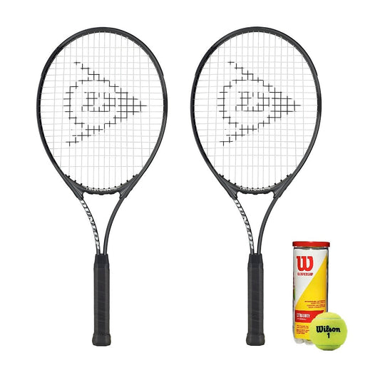 Dunlop+ Tristorm Tennis Racket Twin Set & 3 Tennis Balls