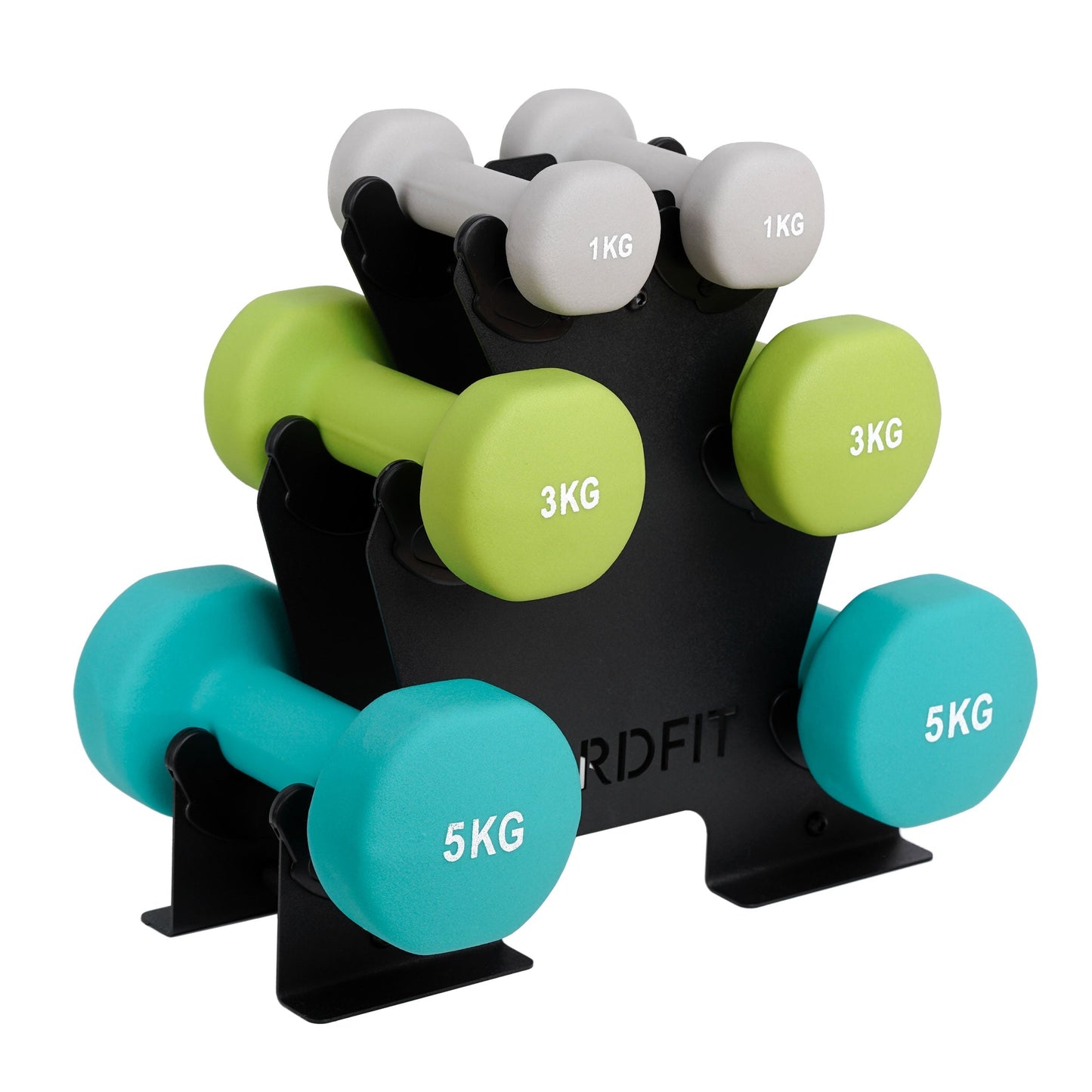 Neoprene+ Coated Cast Iron Dumbbells - Sizes 1-5kg, sold as pairs or a set