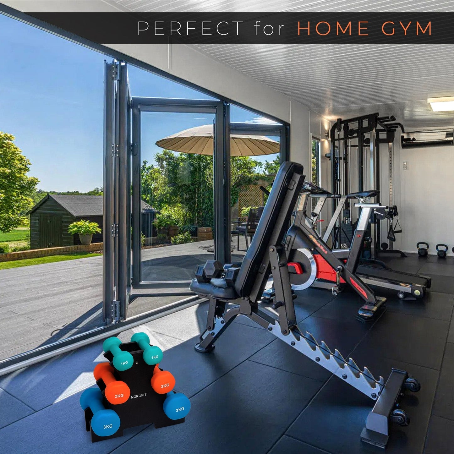 Neoprene+ Coated Cast Iron Dumbbells - Sizes 1-5kg, sold as pairs or a set