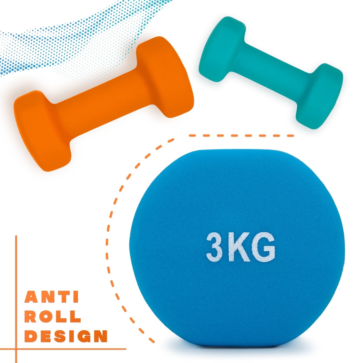 Neoprene+ Coated Cast Iron Dumbbells - Sizes 1-5kg, sold as pairs or a set