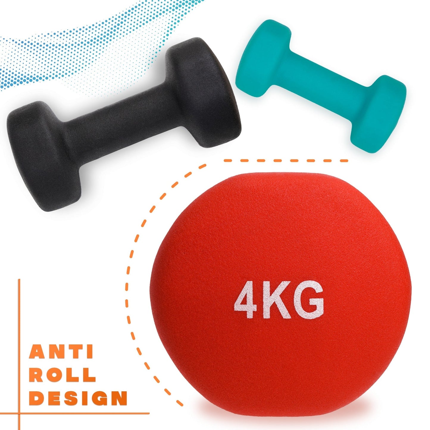Neoprene+ Coated Cast Iron Dumbbells - Sizes 1-5kg, sold as pairs or a set