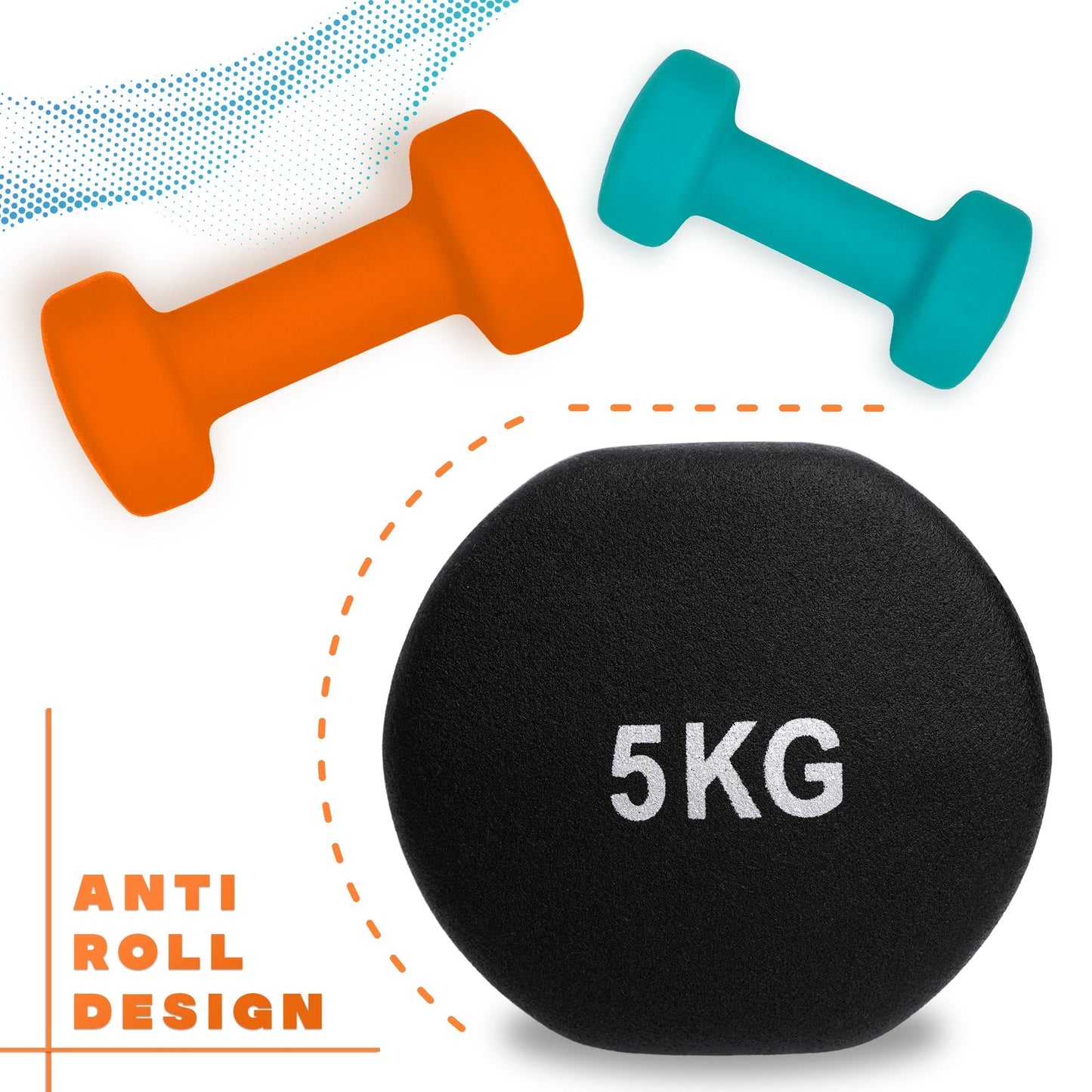 Neoprene+ Coated Cast Iron Dumbbells - Sizes 1-5kg, sold as pairs or a set