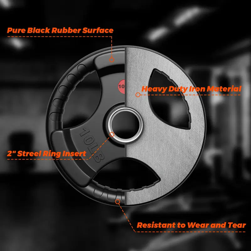Ergonomic+ 10LB Rubber Grip Weight Plate – 2-Inch Hole