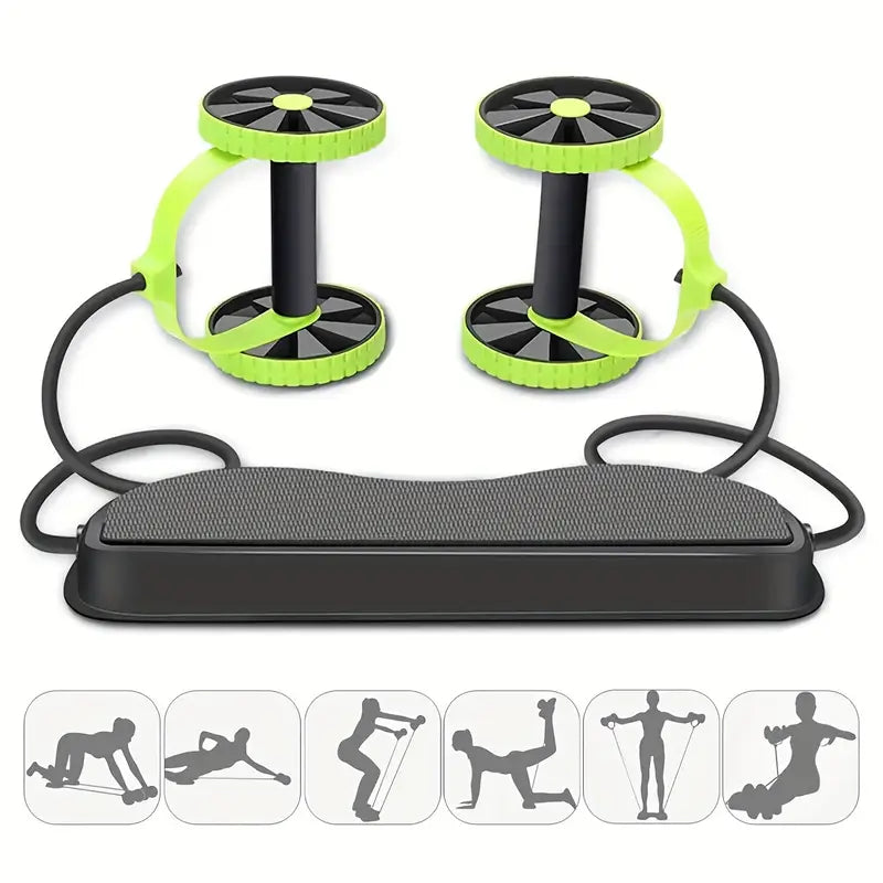 Ab Roller with Kneeling Pad & Tension Rope